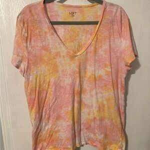 Pink and orange tie dye v neck
